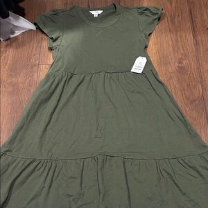 Time and Tru Olive Green Midi Dress
